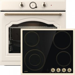 Gorenje BOS67372CLI + EC642CLI Φούρνος άνω Πάγκου 77lt με Κεραμικές Εστίες Π59.5εκ. Μπεζ